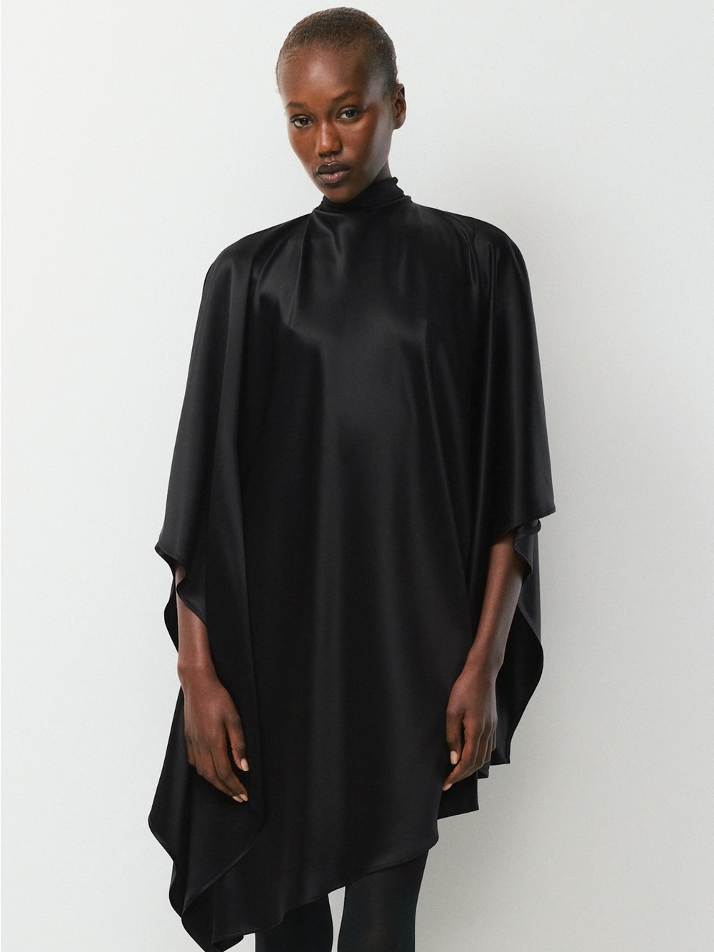 NWT - Aritzia Babaton Ten Fan Satin Dress - Black - Size Small